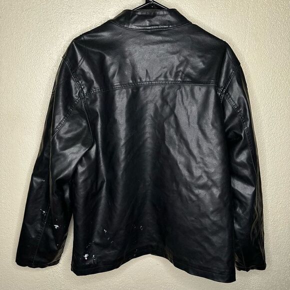 Vtg Arizona Jean Co Grunge Faux Leather  Men's Racer Motorcycle Full Zip Blue St - Picture 3 of 8